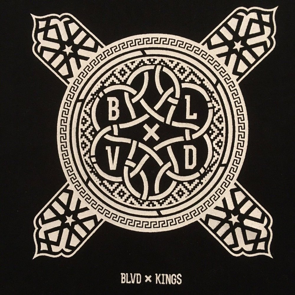 BLVD KINGS Black T-shirt, White Graphics, Australian Aussie Urban Hip , Size L